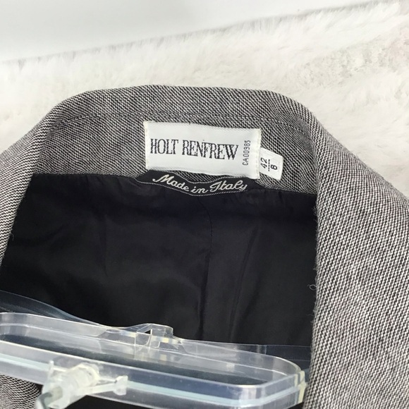 Holt Renfrew Vintage Wool Coat Dress Gray Made In Italy Double Breasted Size42/8 - Picture 4 of 10